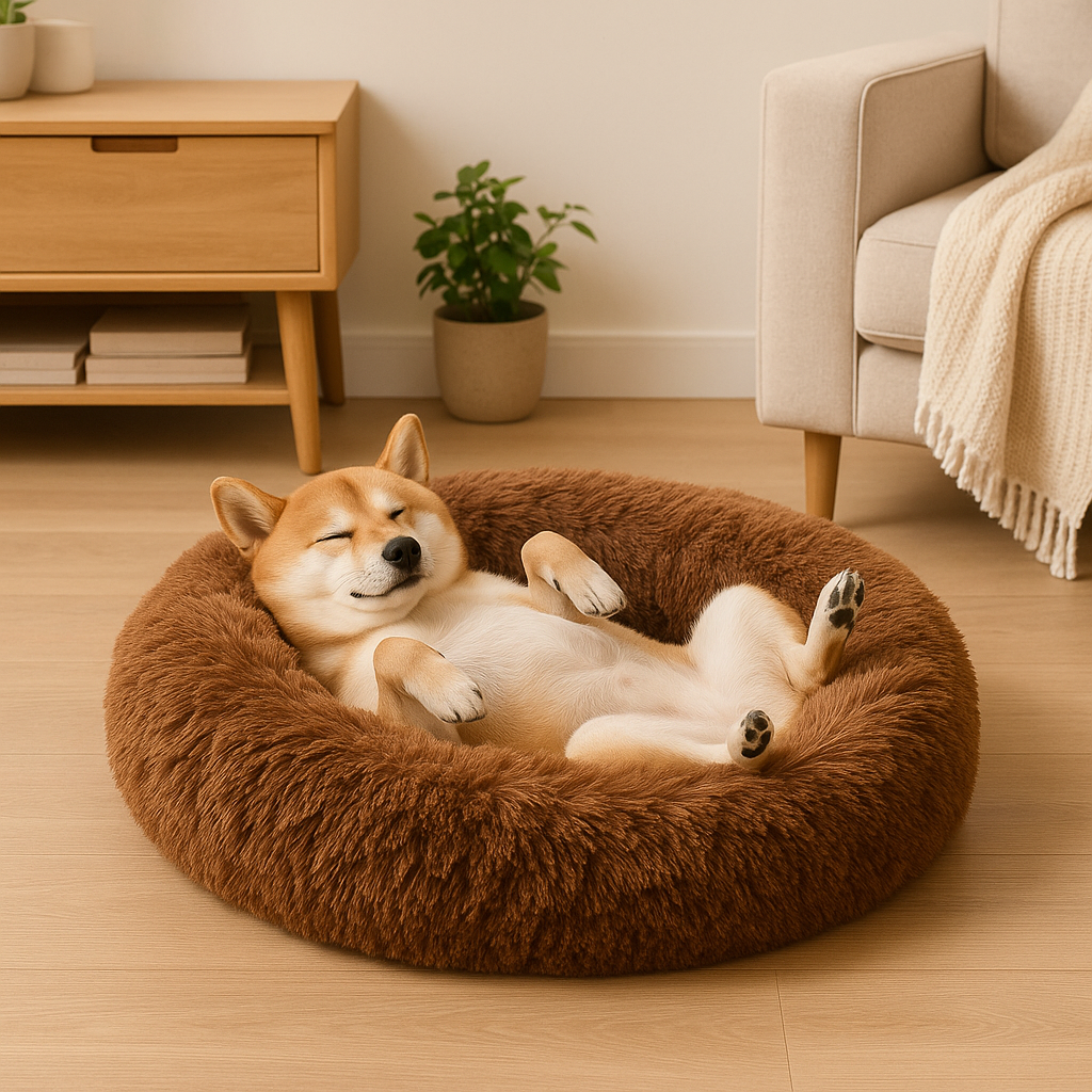 Donut Dog Bed – Washable, Cloud-Soft with Zipper Cover