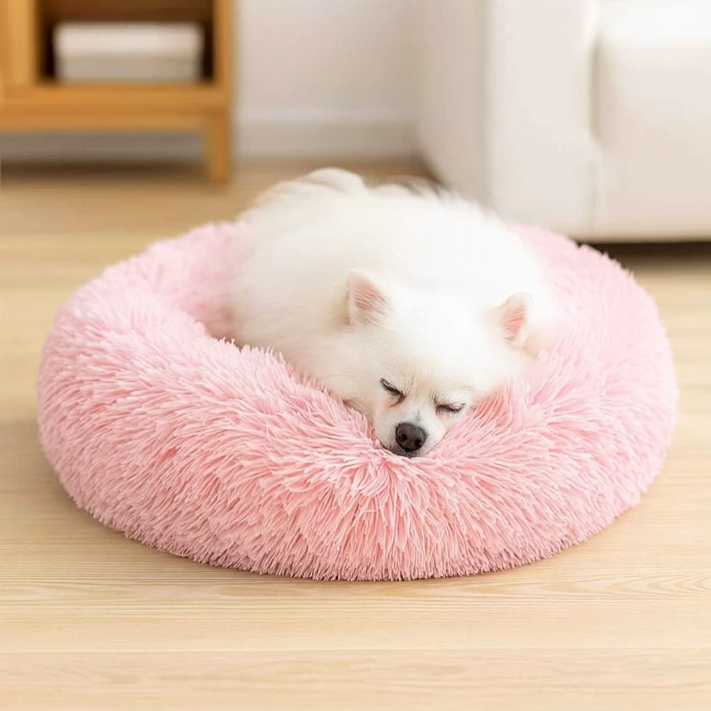 Donut Dog Bed – Washable, Cloud-Soft with Zipper Cover
