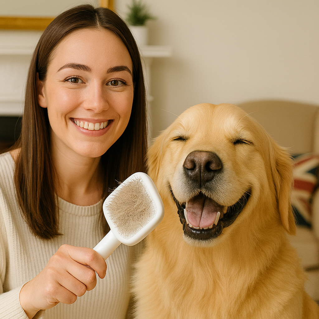 Rechargeable 3-in-1 Pet Brush with Steam Spray – Hair Remover, Massager & Grooming Tool