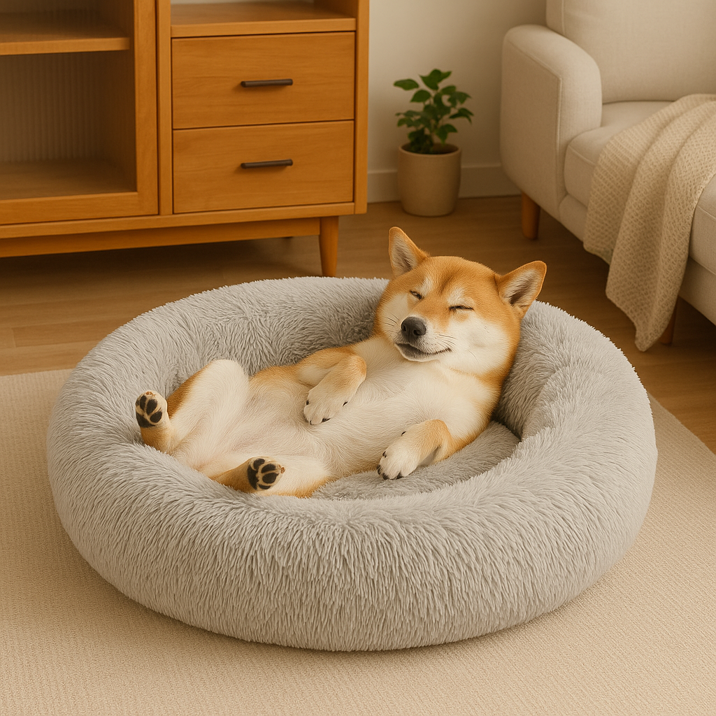 Donut Dog Bed – Washable, Cloud-Soft with Zipper Cover