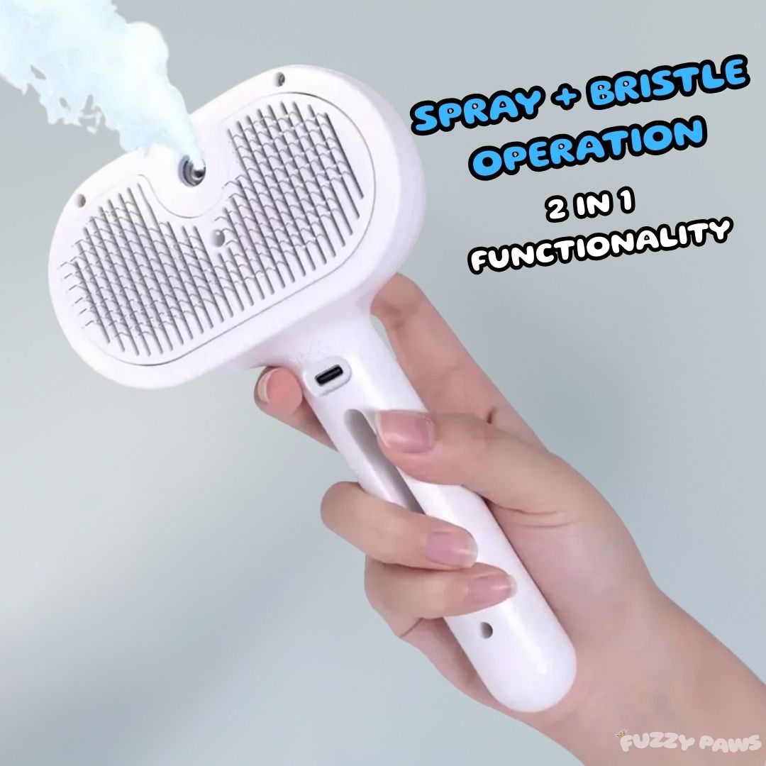 Rechargeable 3-in-1 Pet Brush with Steam Spray – Hair Remover, Massager & Grooming Tool