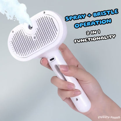 Rechargeable 3-in-1 Pet Brush with Steam Spray – Hair Remover, Massager & Grooming Tool