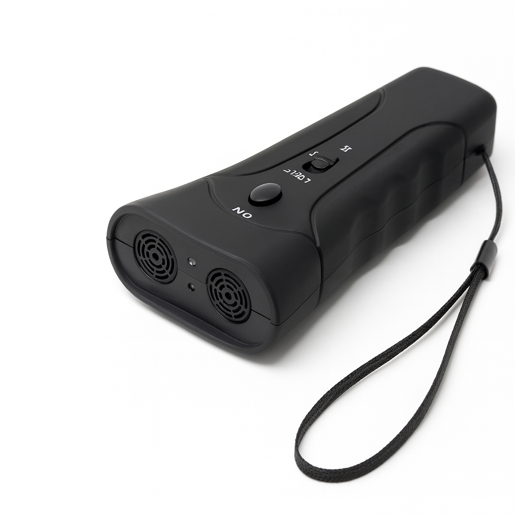 Ultrasonic Dog Bark Deterrent – Rechargeable, Weatherproof, LED Flashlight