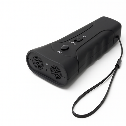 Ultrasonic Dog Bark Deterrent – Rechargeable, Weatherproof, LED Flashlight