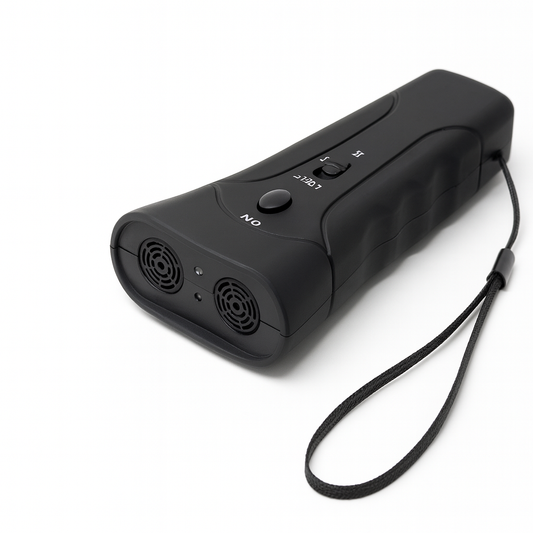 Ultrasonic Dog Bark Deterrent – Rechargeable, Weatherproof, LED Flashlight